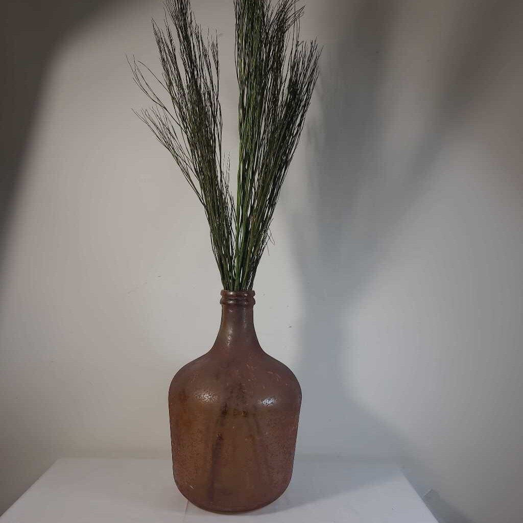 LG RUST GLASS VASE W/FAUX GREENERY