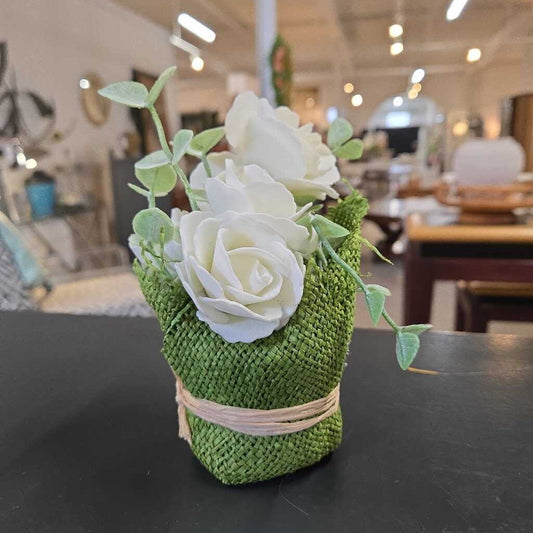 BURLAP WRAPPED FAUX FLOWERS
