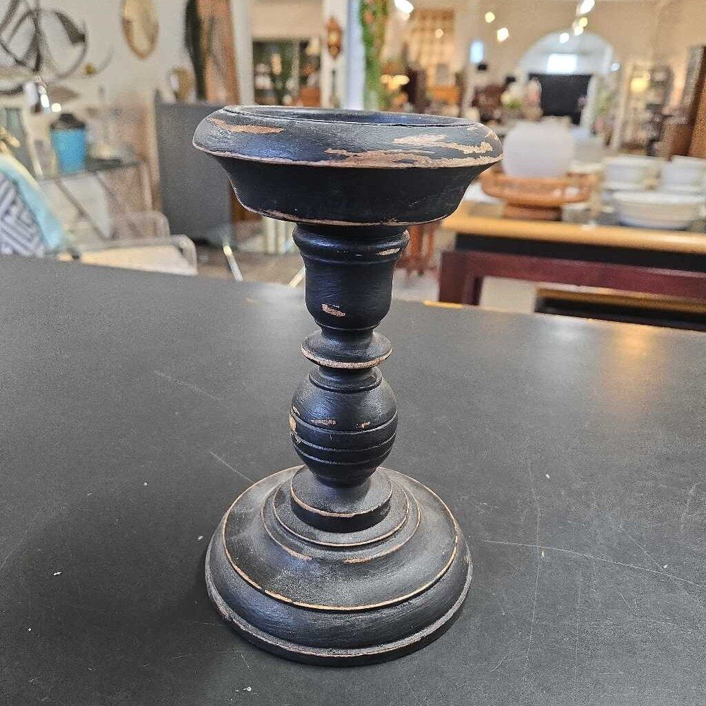 DISTRESSED BLACK CANDLESTICK