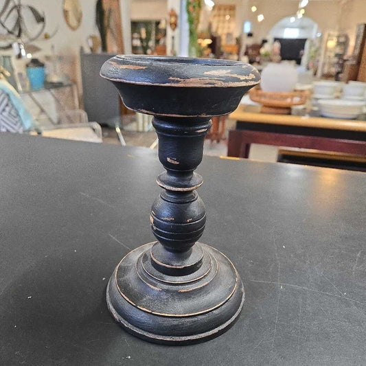 DISTRESSED BLACK CANDLESTICK