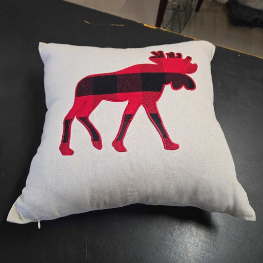 PLAID MOOSE PILLOW