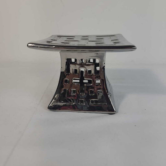 SQ SILVER PEDASTAL DECOR