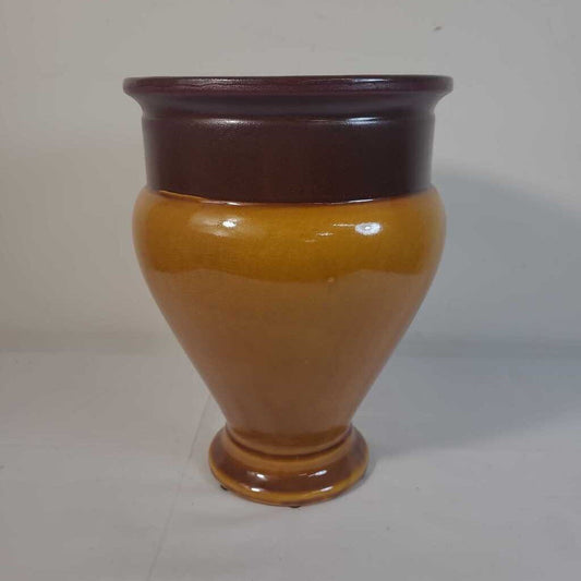 2 TONE BROWN CERAMIC VASE