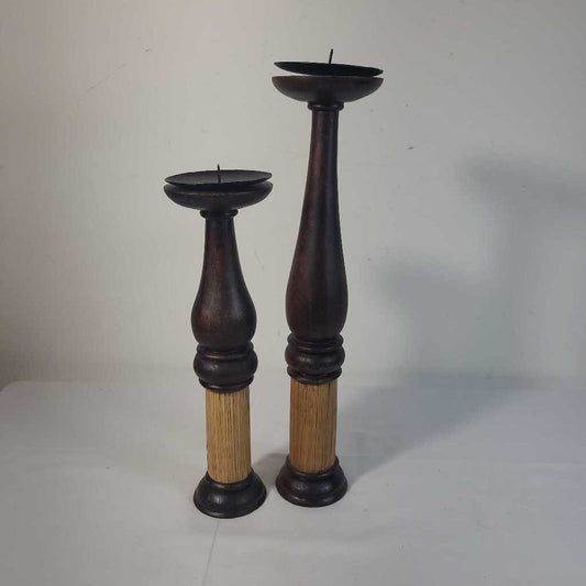 PR WOOD CANDLE HOLDERS