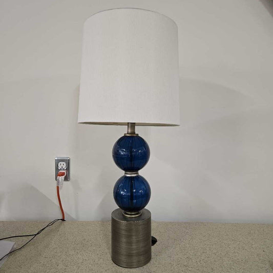 BLUE GLASS BALL TABLE LAMP