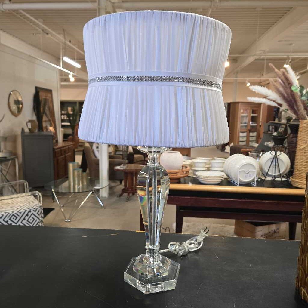 ACRYLIC BASE LAMP W/PLEATED SHADE