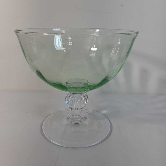 GREEN GLASS PEDESTAL BOWL