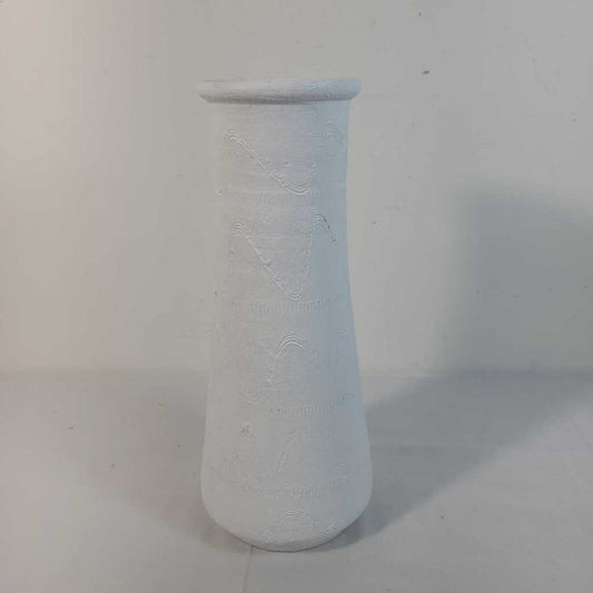 WHITE PAINTED CERAMIC VASE