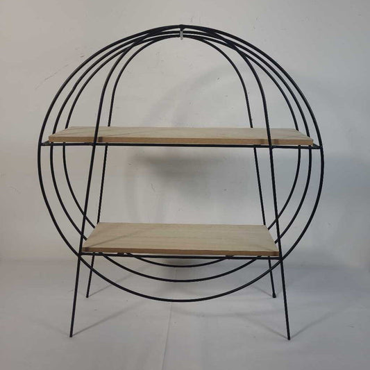 BLACK WIRE CIRCLE SHELF STAND