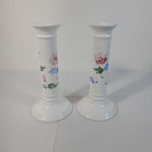 PR VTG PORCELAIN CANDLE HOLDERS