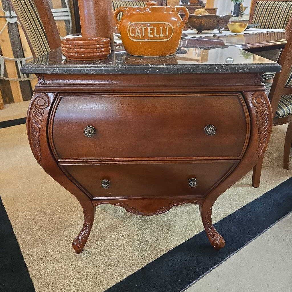 BOMBAY MARBLE TOP 2 DRAWER CHEST