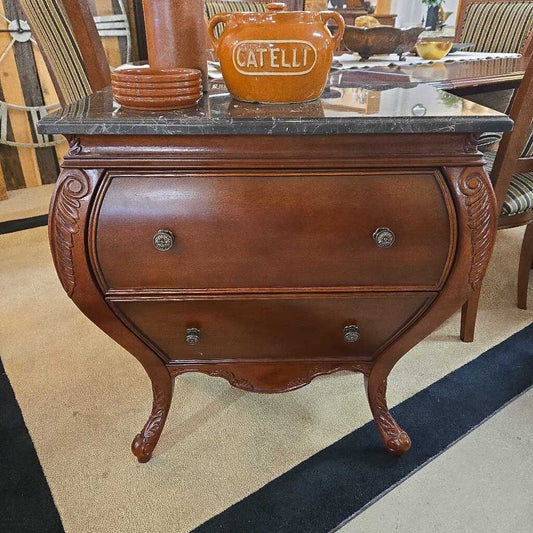 BOMBAY MARBLE TOP 2 DRAWER CHEST