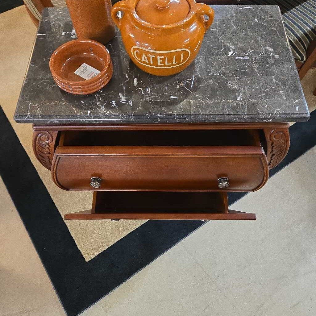 BOMBAY MARBLE TOP 2 DRAWER CHEST