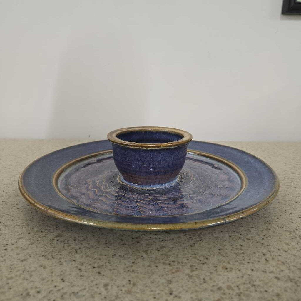 POTTERY CHIP & DIP PLATE