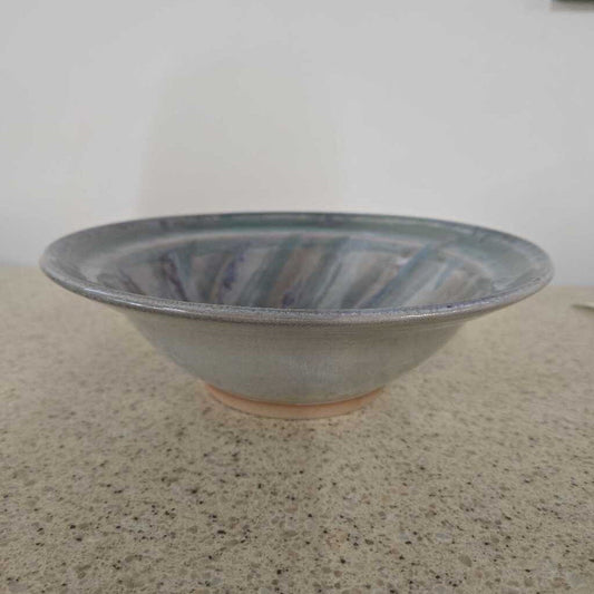 GREEN/PURPLE POTTERY SERVING BOWL