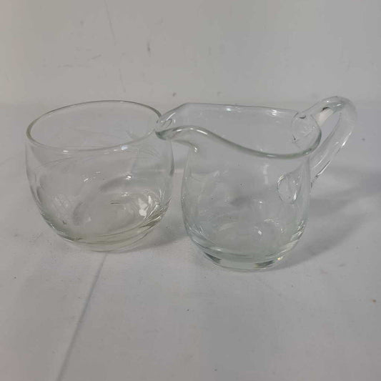 CORNFLOWER ETCHED GLASS CR & SUGAR