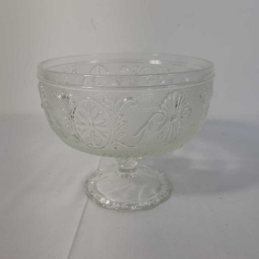 VTG INDIAN PRESSED GLASS PEDESTAL BOWL