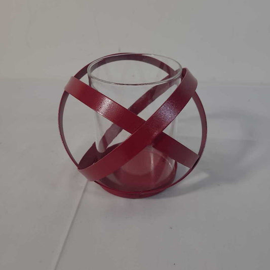 RED SPHERE CANDLE HOLDER