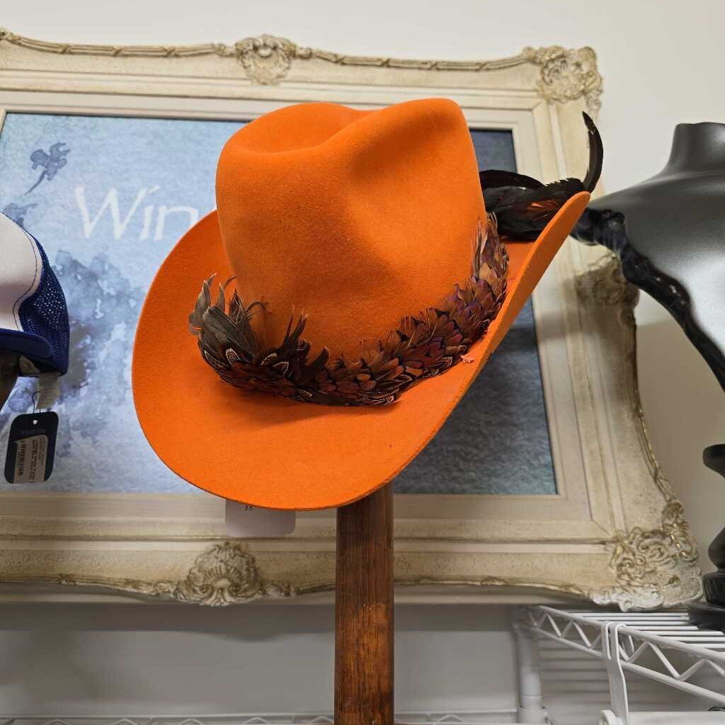 Vintage Lanning Dynafelt Orange Cowboy Western Hat