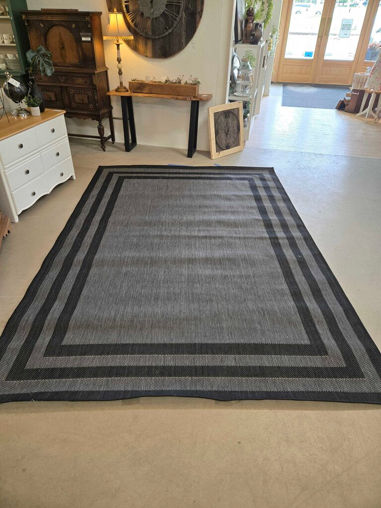 89" X 130" GREY & BLACK OUTDOOR AREA RUG