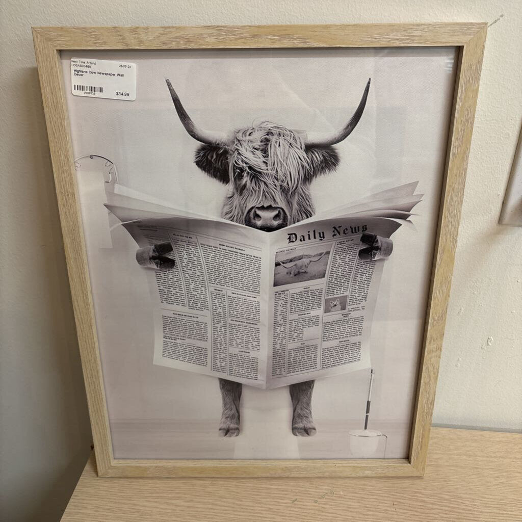 Highland Cow Newspaper Wall Decor