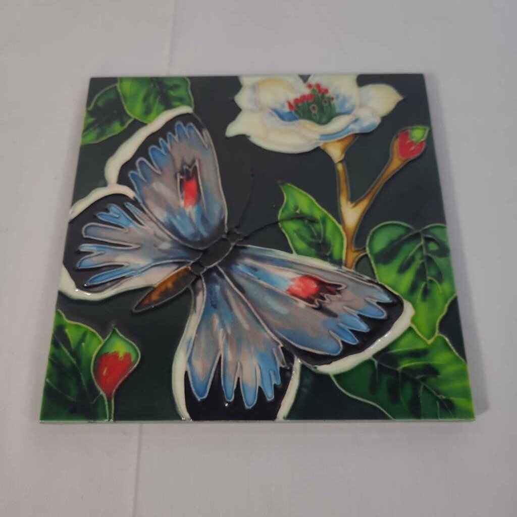 HAND CRAFTED TRIVET TILE~BUTTERFLY
