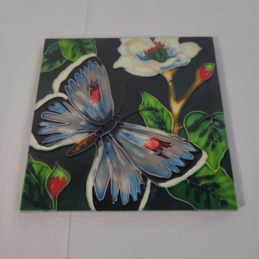 HAND CRAFTED TRIVET TILE~BUTTERFLY