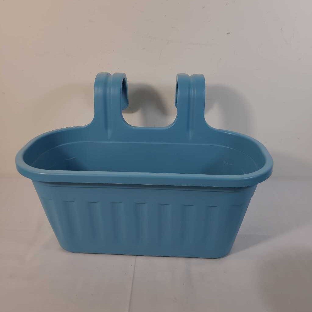 BLUE PLASTIC HANGING PLANTER