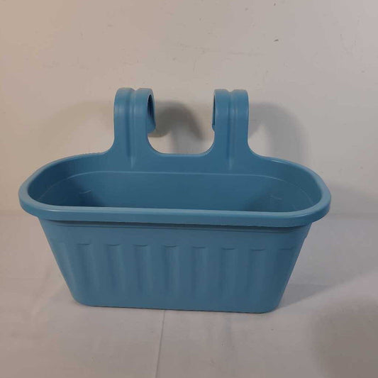 BLUE PLASTIC HANGING PLANTER
