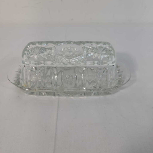 GLASS COVERED BUTTER DISH