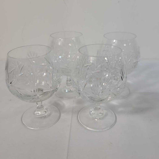 S/4 PINWHEEL CRYSTAL GLASSES