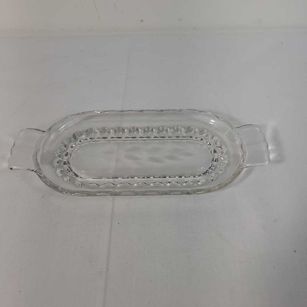 VTG RUFFLED EDGE GLASS BUTTER DISH