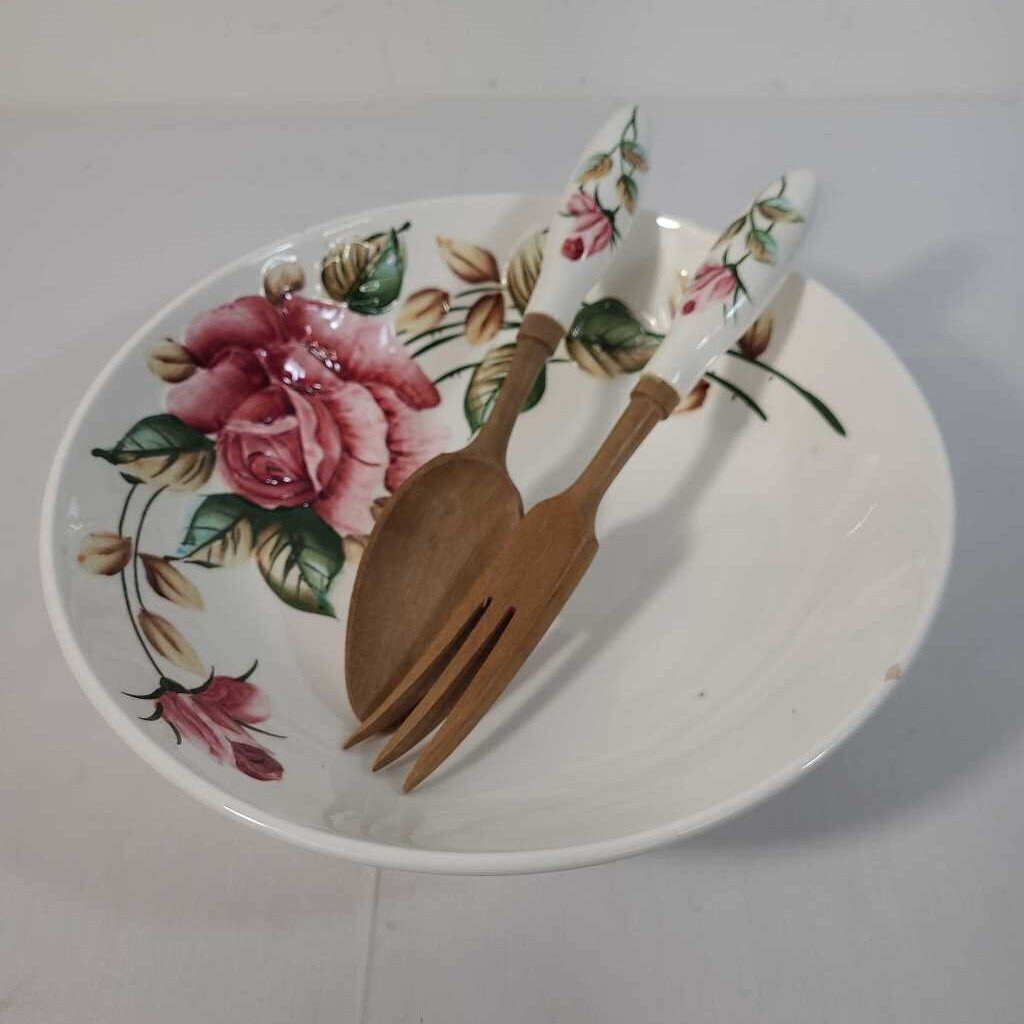 VTG 3 pc PINK ROSE SALAD SET