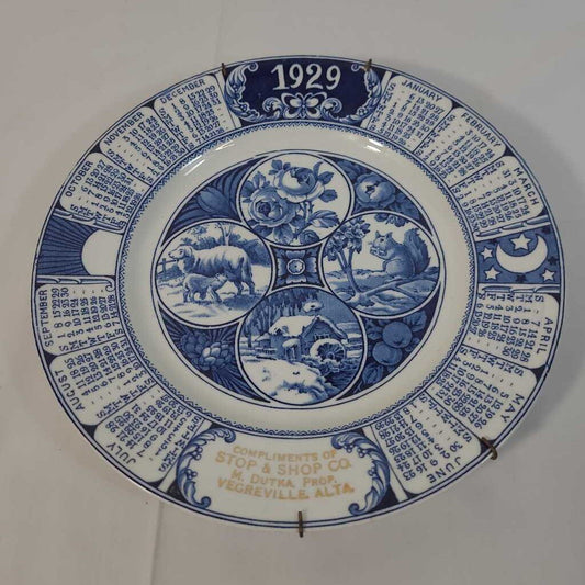 1929 DECORATIVE CALENDAR PLATE
