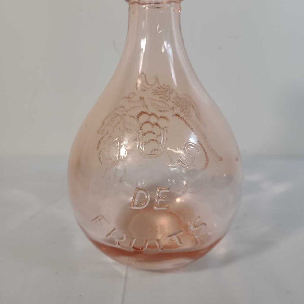 PINK GLASS BOTTLE W/FRUIT