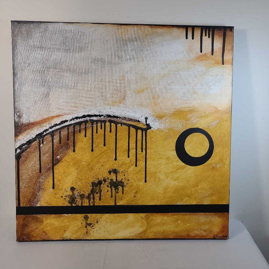 ABSTRACT ORANGE & BLACK CANVAS A