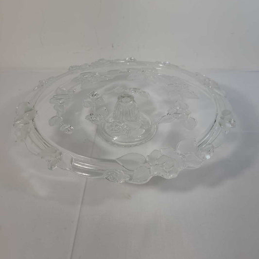 FROSTED ROSE CAKE PLATE