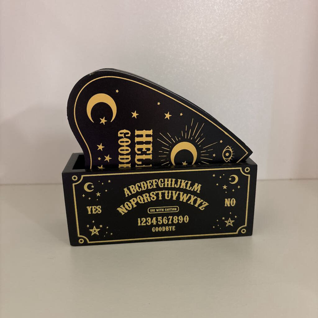 Black and Gold Talking Board Planchette Coaster Set