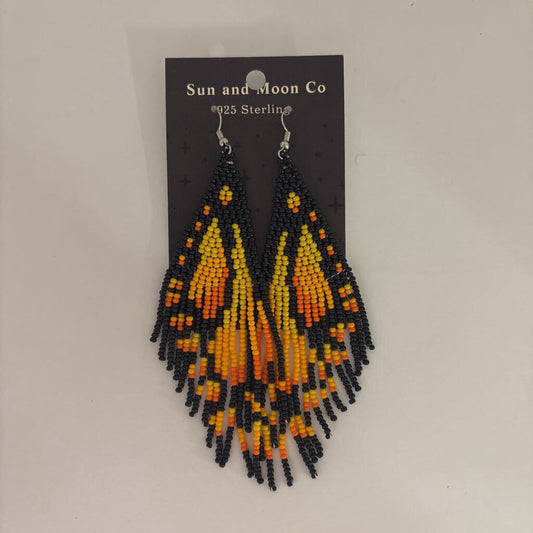 Butterfly Beaded Tassel Earrings