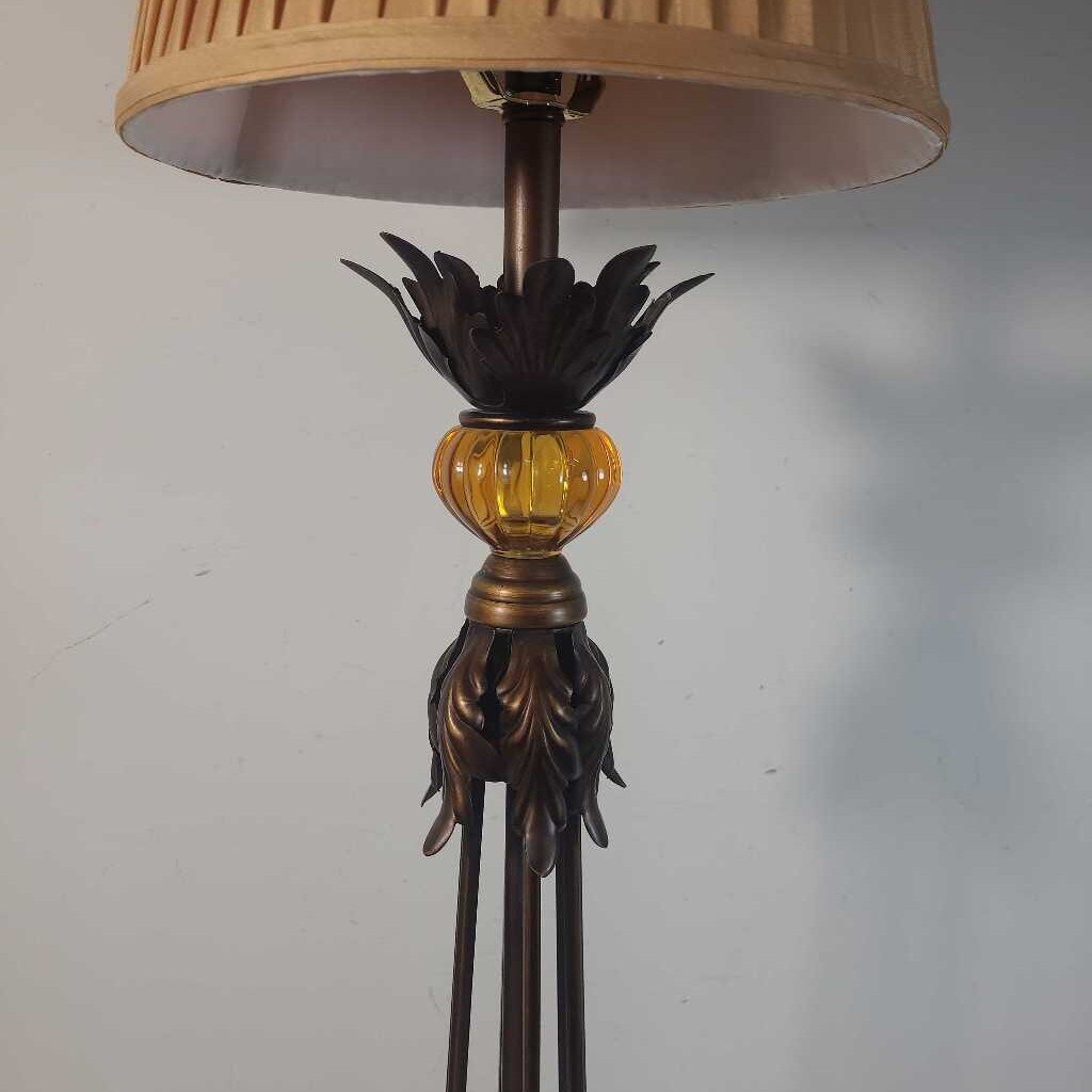COPPER BUFFET LAMP W/PLEATED SHADE