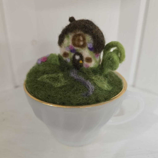Handmade Felted Decor / Pincushion Cottage Garden