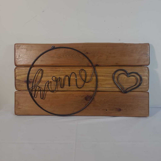 HOME W/ HEART WOOD SIGN