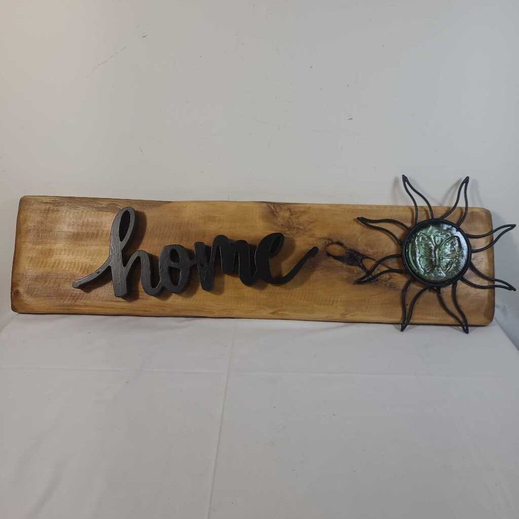 HOME W/ SUN WOOD SIGN