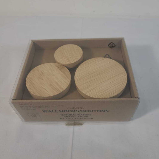 S/3 BAMBOO BOTTON WALL HOOKS