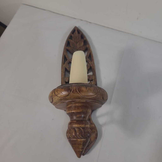 WOOD CANDLE SCONCE