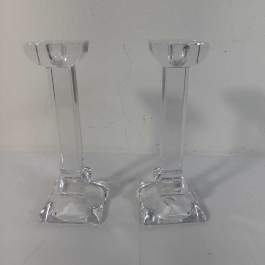 PR SQ CRYSTAL CANDLE HOLDERS