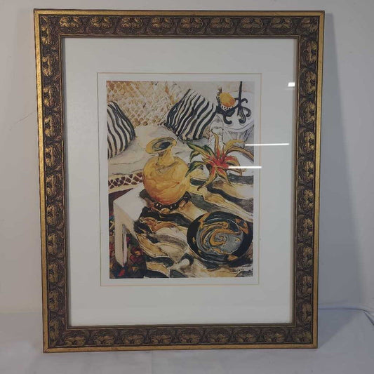 GOLD/ BLACK FRAMED YELLOW DECOR WALL ART