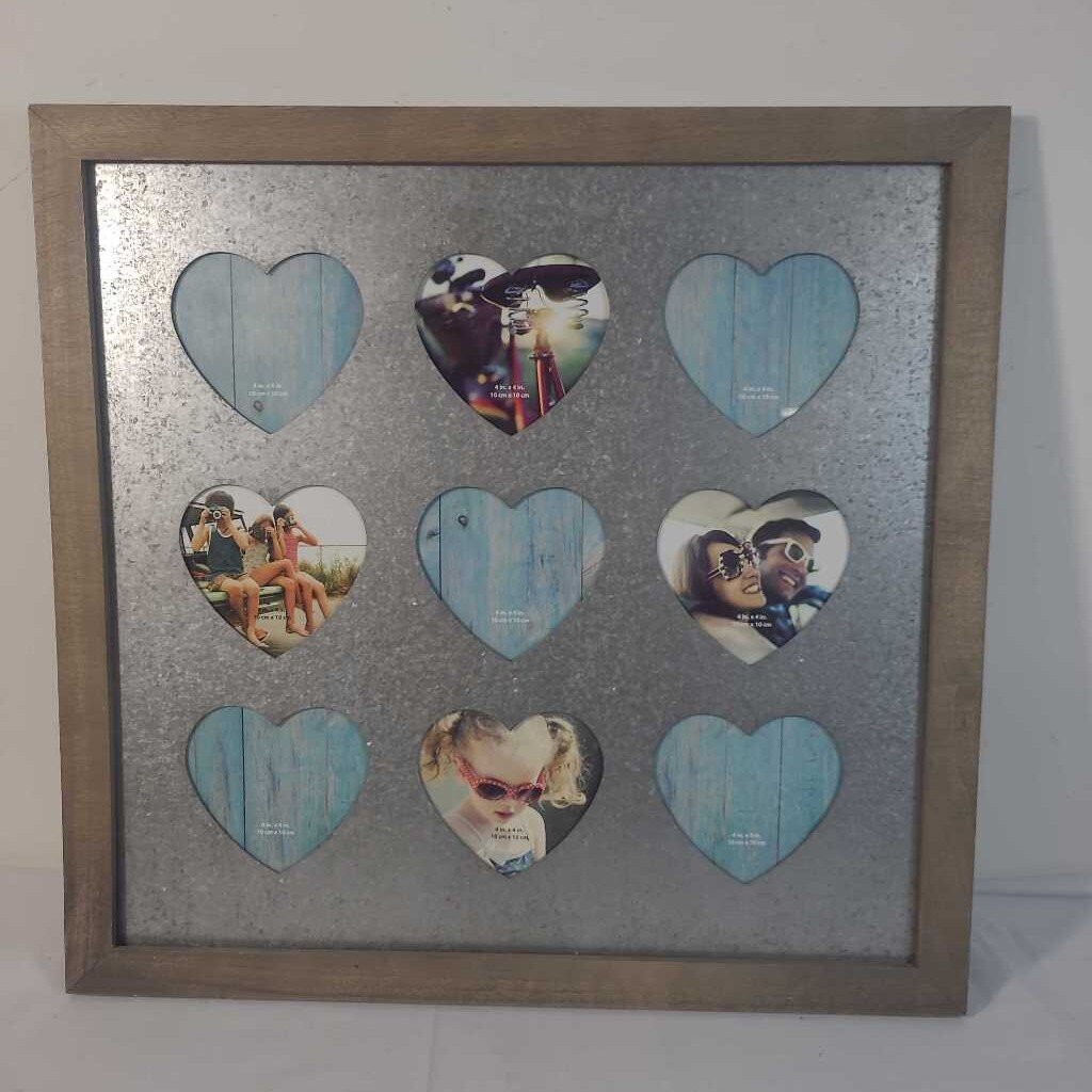 GALVANIZED HEART CUTOUT PICTURE FRAME