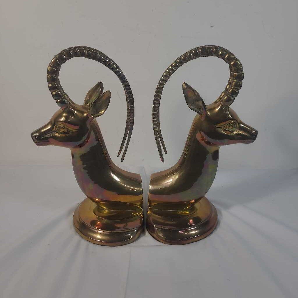 PR SOLID BRASS GAZELLE BOOKENDS