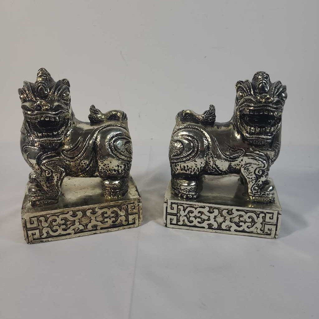 PR VTG CHINESE GOLDEN FOO DOG GUARDIAN BOOKENDS